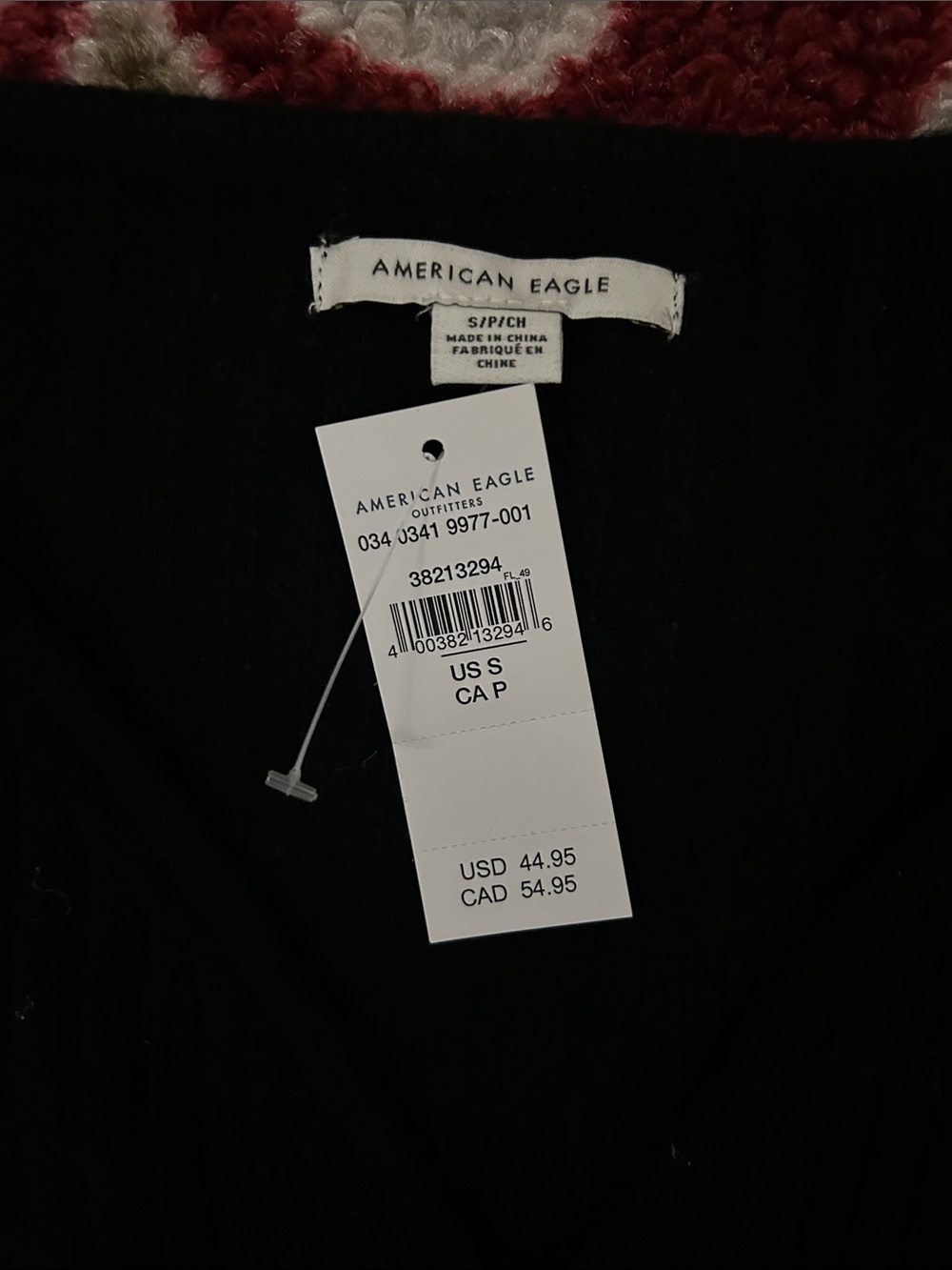 American Eagle Outfitters Black Ribbed V-Neck Wrap Crop Sweater - Picture 2 of 3